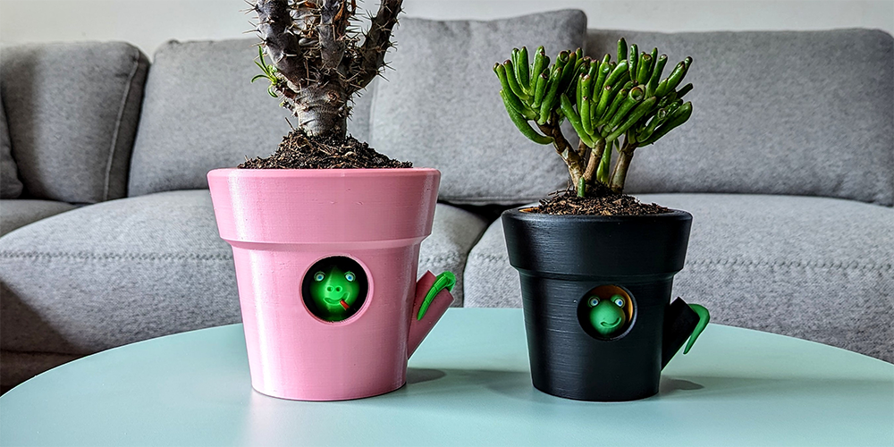 Serpentine Oasis, ein 3D-druckbarer, selbstbewässernder Blumentopf